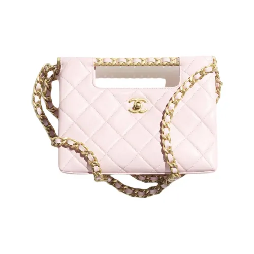 CHANEL Lambskin One Shoulder Bag Small Women's Light Pink