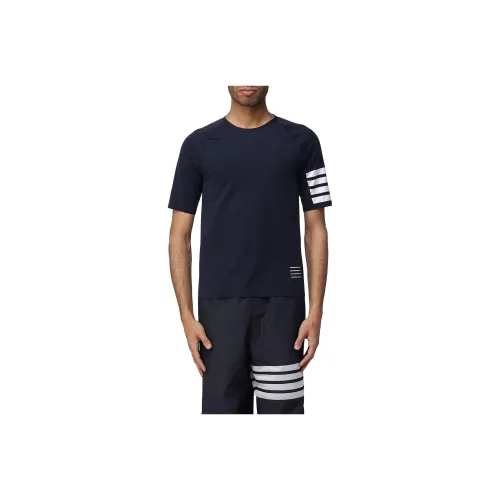THOM BROWNE Темно-синие мужские футболки T