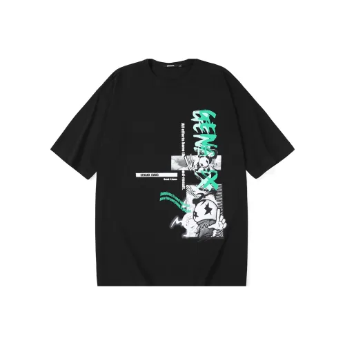 GENANX Прямой крой рукав длиной до локтя рубашка унисекс черный