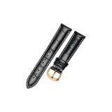 Импортная телячья кожа ★ Черный с белой строчкой - Розово-золотая шпилька