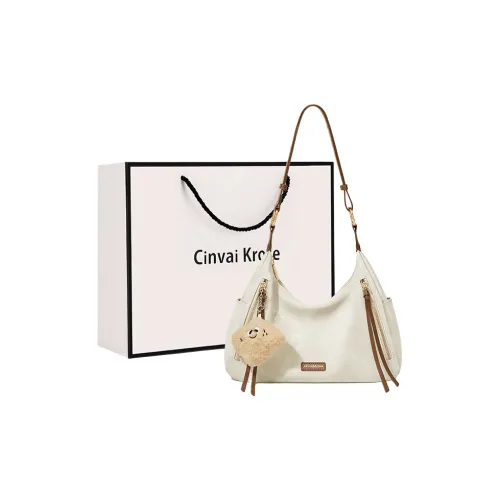 CinvaiKrose Сумка через плечо из синтетической кожи подмышечный тоут большой женский цвет экрю