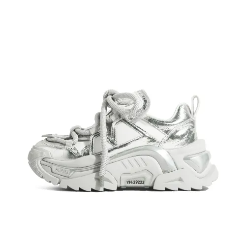 GARDEN CAT Противоскользящие визуально увеличивающие рост низкие топовые кроссовки с толстой подошвой Женские Серебряные