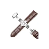 Импортная телячья кожа ★ Коричневый с коричневой строчкой - Серебряная застежка-бабочка