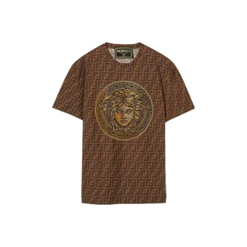 Versace X Fendi SS22 T Рубашка Мужская Темно-хаки