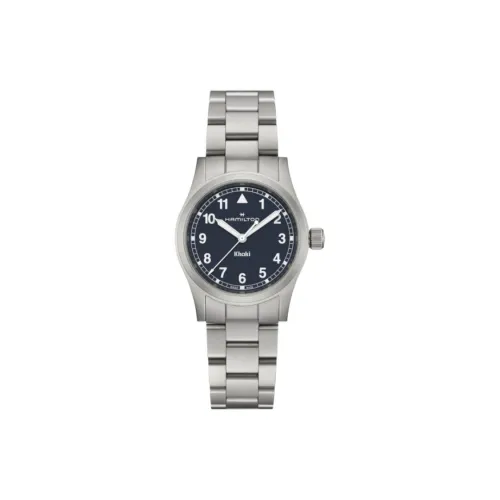 HAMILTON Khaki Field Series Кварцевый механизм Унисекс Часы 33 мм Синий циферблат Корпус из нержавеющей стали Ремешок из нержавеющей стали