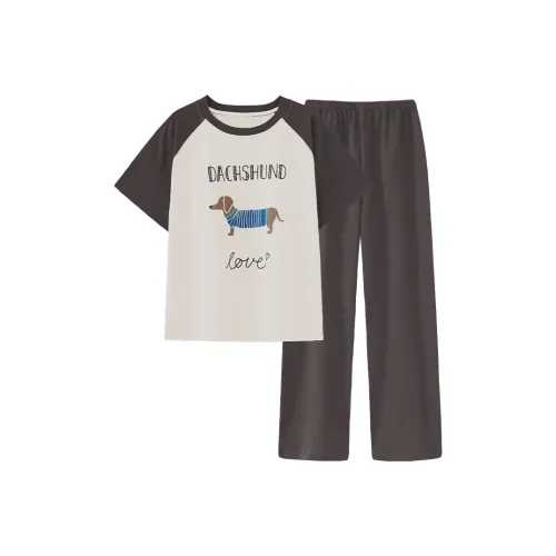 XIAFENYAN Пижамный комплект женский коричневый