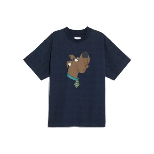 COACH Темно-синяя унисекс футболка