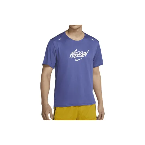 Nike Бег Т-Рубашка Мужская Темно-фиолетовая Серая
