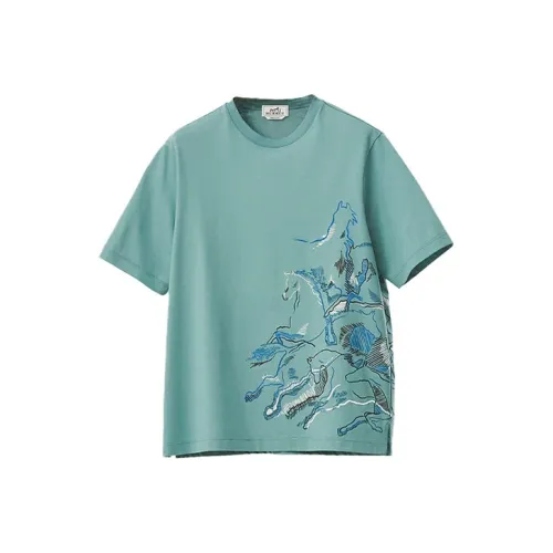 HERMES T Рубашка Мужская Керамика Синяя