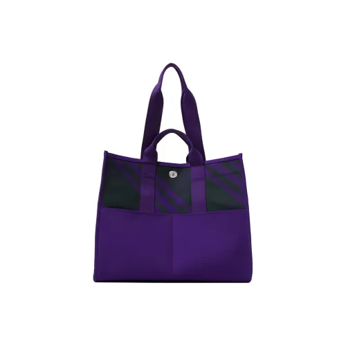 Burberry Хлопок And Холст Тоут Сумка Сумка для покупок Сумка Женская Фиолетовая и Черная