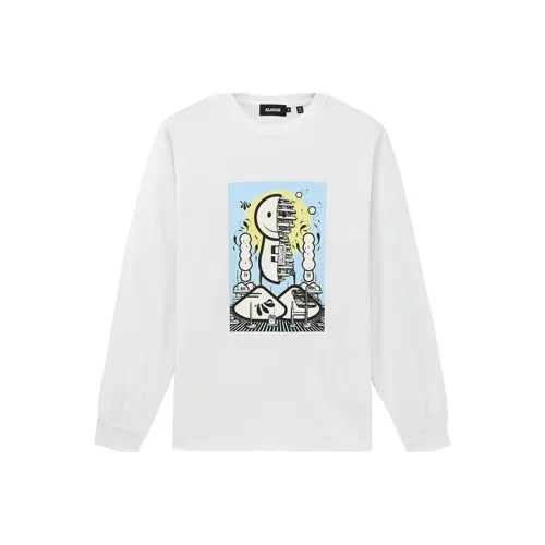 XLARGE Прямой крой Длинный рукав Т-рубашка Унисекс Белый