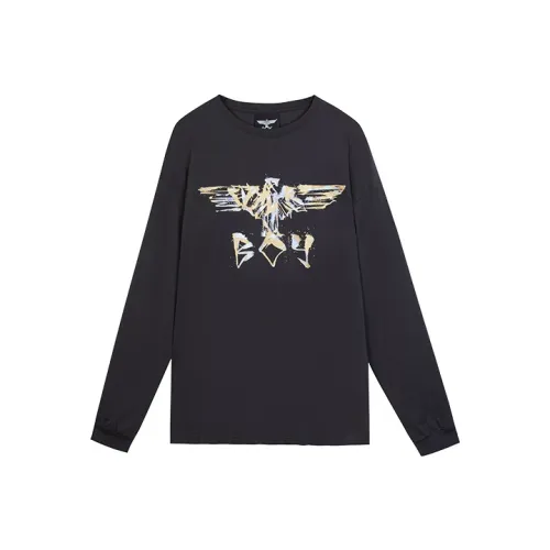 Boy London FW21 Прямой крой Длинный рукав Т-рубашка Унисекс Серый