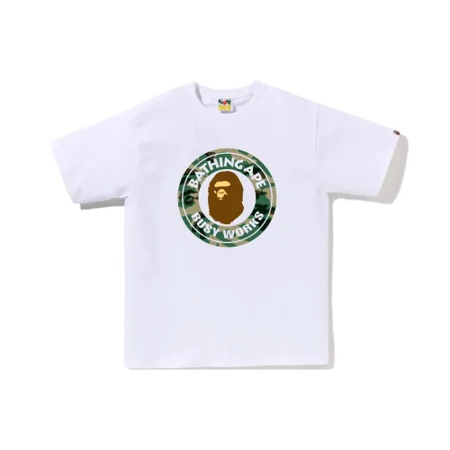 A BATHING APE SS23 WOODLAND CAMO Белый Мужской T-Рубашки