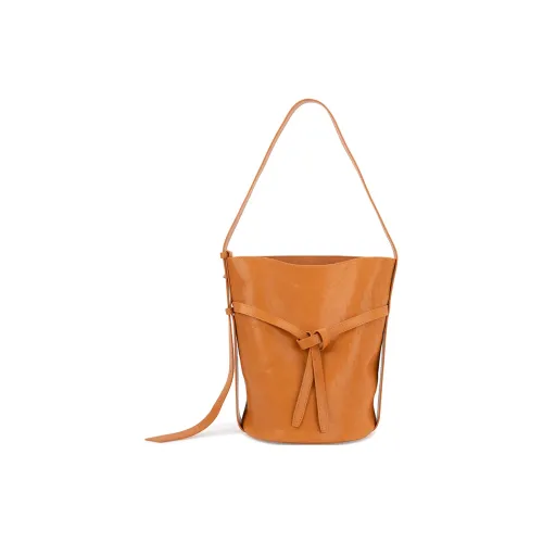 VENOF Первый слой Растительное дубление Подлинная коровья кожа Ведрообразная сумка Сумка через плечо Средняя Женская Красный чай Коричневый Охра Кофе