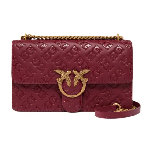 PINKO Love Series Сумка через плечо из коровьей кожи Женская Бордовый