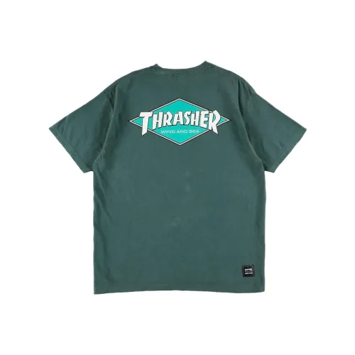 Thrasher X Wind And Sea Co TITLED SERIES Зеленая Унисекс Футболка