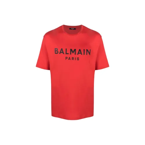 BALMAIN Red Men's T-Shirts BALMAIN Красные Мужские Футболки