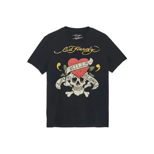 Ed Hardy Ed Hardy Classic Series Черный Череп Сердце Мужская T-Рубашка