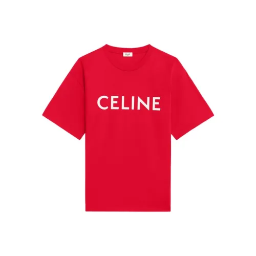CELINE Red Men's T-Shirts CELINE Красные Мужские Футболки