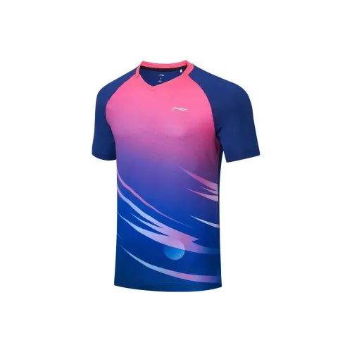 LINING Table Tennis Series T Рубашка Унисекс Неон Фрукты Розовый Shadow Фиолетово-Синий