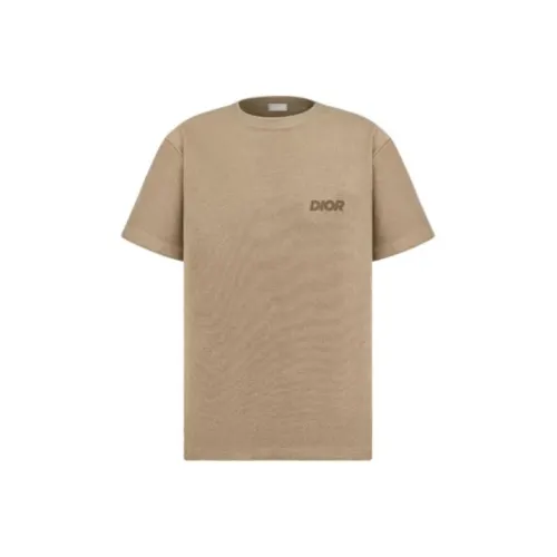 DIOR С принтом буквы Круглый вырез Пуловер Короткий рукав Т-рубашка Мужская Бежевый