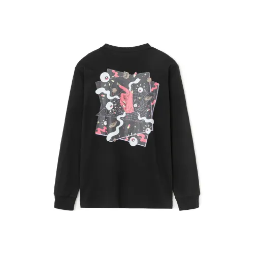 VOLCOM Круглый вырез Облегающий Прямой крой Длинный рукав Т-рубашка Унисекс Черный