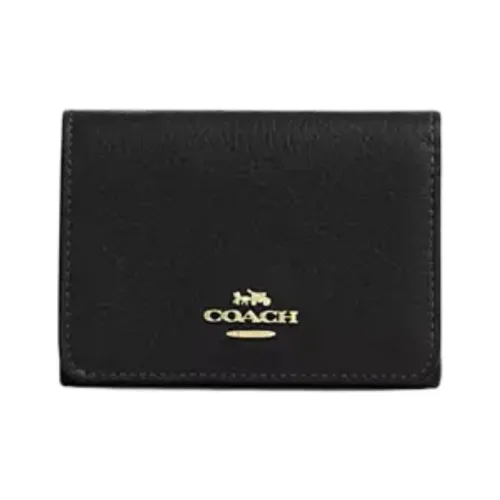 COACH SignatureCanvas Кожа Держатель для карт кошелек Мини Женский Черный