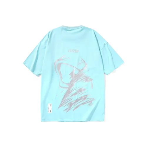 GENANX Прямой крой рукав длиной до локтя рубашка T унисекс чистый водный синий