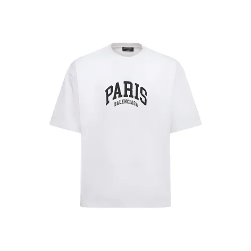 Balenciaga Футболка с принтом Буквы Круглый вырез Короткий рукав Футболка Т-рубашка Унисекс Белый