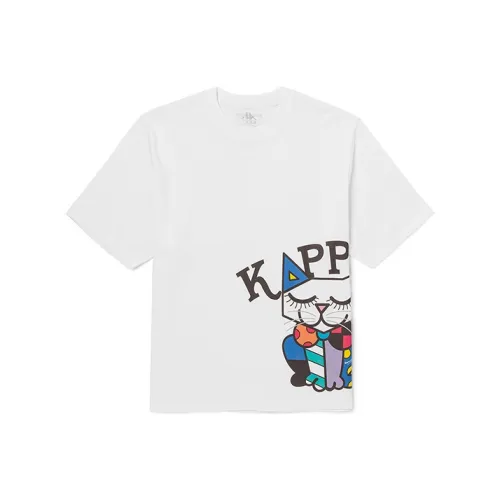 KAPPA X BRITTO Круглый вырез Свободный крой Прямой крой Короткий рукав Т-рубашка Унисекс