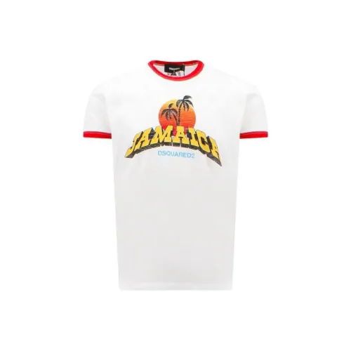 DSQUARED 2 Белый Красный Мужская T-Рубашка