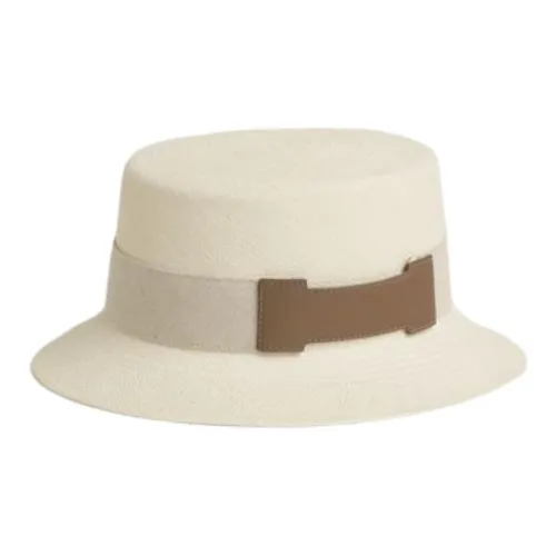 HERMES Солома Linen Cotton Calfskin Bucket Hats Men's Beige