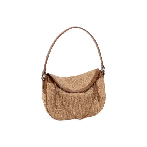 VENOF PP Соломенная плетеная сумка через плечо маленькая женская Andy коричневая MANTA кофейная светлая французская белая