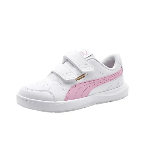 PUMA EVOLVE Court V Детские Скейтбординги Низкий Топ Белый Розовый Школьный возраст
