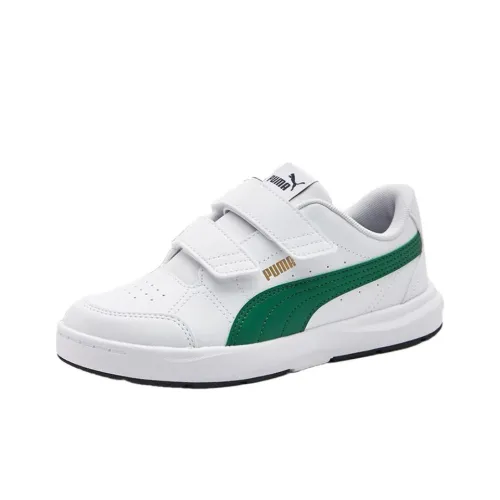 PUMA EVOLVE Court V Детские Скейтбординги Низкий Топ Белый Зеленый Школьный возраст