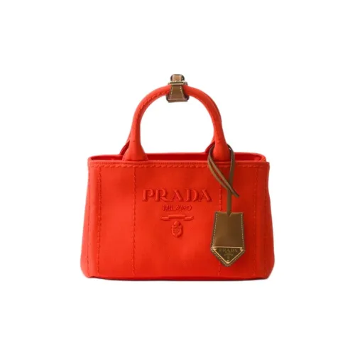 PRADA Хлопок Тоут Сумка Сумка для покупок Сумка на плечо Сумка мини Женская Апельсин