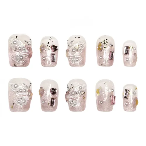 KDOW Рассвет Для танцев Бабочка False Nail Короткий LADDER Розовый Smudge 16mm