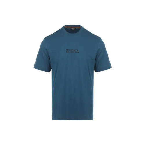 Ermenegildo Zegna Blue Men's T-Shirts Эргенжильдо Зегна Синий Мужской Т-Рубашки