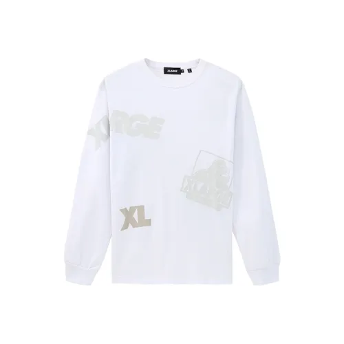 XLARGE Прямой крой Длинный рукав Т-рубашка Унисекс Белый