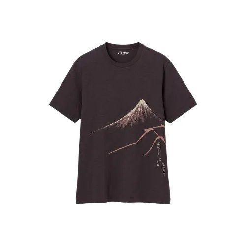 UNIQLO T-рубашка унисекс коричнево-черная