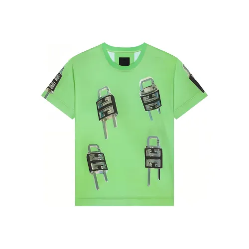 GIVENCHY Замок Цветочный Круглый вырез Повседневный Короткий рукав Т-рубашка Мужская Зеленая