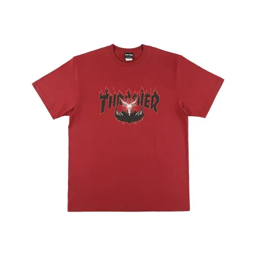 Thrasher T-Shirt Японская версия Унисекс Бордовый