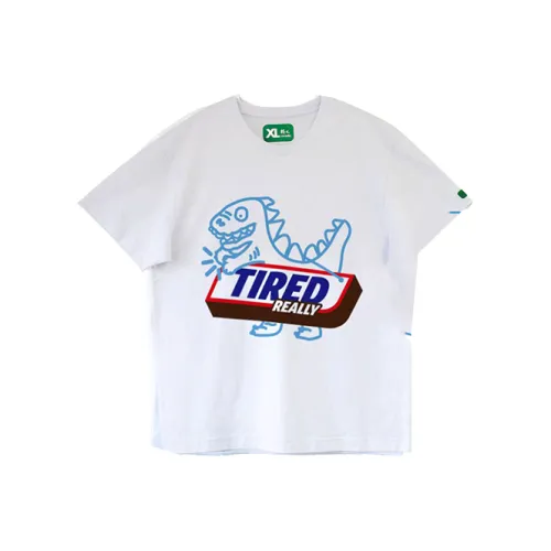 Corade Круглый вырез Свободный крой Прямой крой Короткий рукав Т-рубашка Унисекс Белый