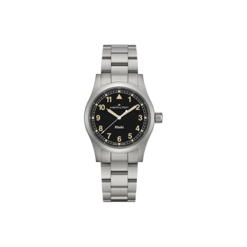 HAMILTON Khaki Field Series Кварцевый механизм Унисекс Часы 38 мм Черный циферблат Корпус из нержавеющей стали Ремешок из нержавеющей стали
