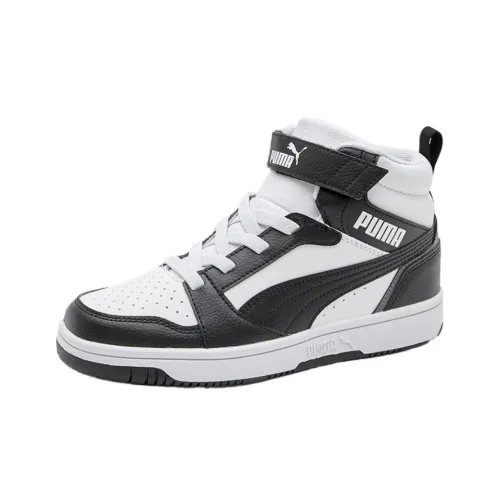 PUMA Rebound v6 Детские баскетбольные кроссовки MID Топ Черный/Белый Школьный возраст