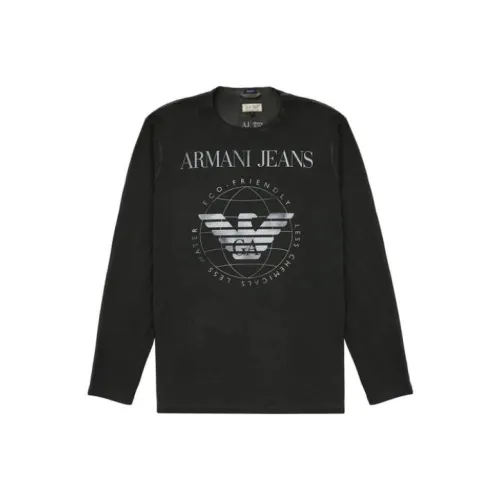 ARMANI JEANS Черные Мужские T-рубашки