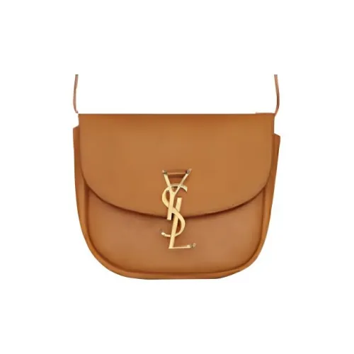 SAINT LAURENT Kaia Коровья кожа Седло Сумка Сумка через плечо Маленькая Женская Горчичный