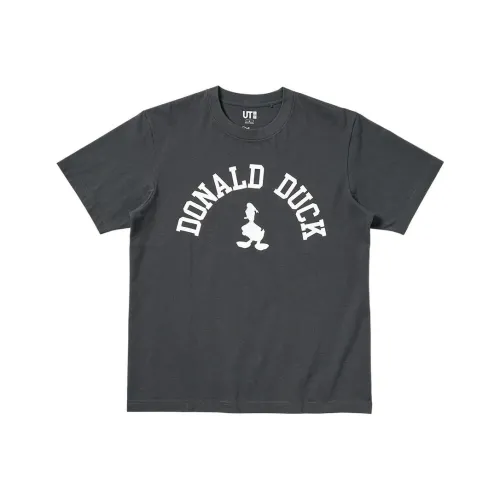 UNIQLO Дисней Co Бренд Темно-серая Унисекс Футболка