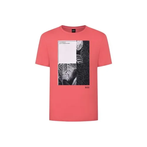 Hugo Boss Розовый Красный Мужская T-Рубашка