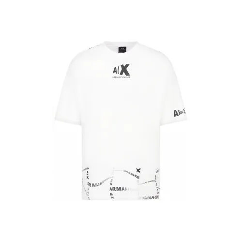 ARMANI EXCHANGEAE Принт с буквами Круглый вырез Короткий рукав Т-рубашка Т-рубашка Мужская Белая